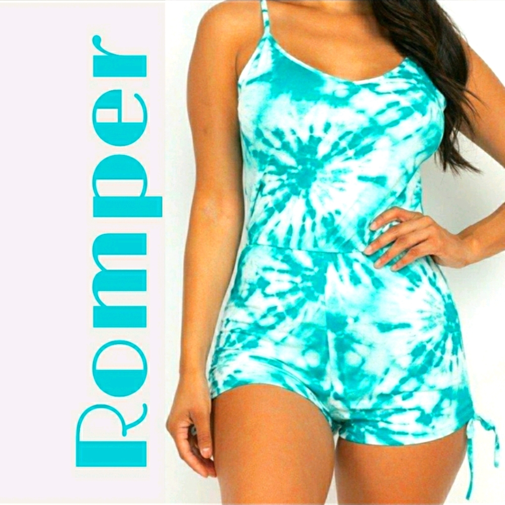 Green Tye Dye Summer Romper (L)